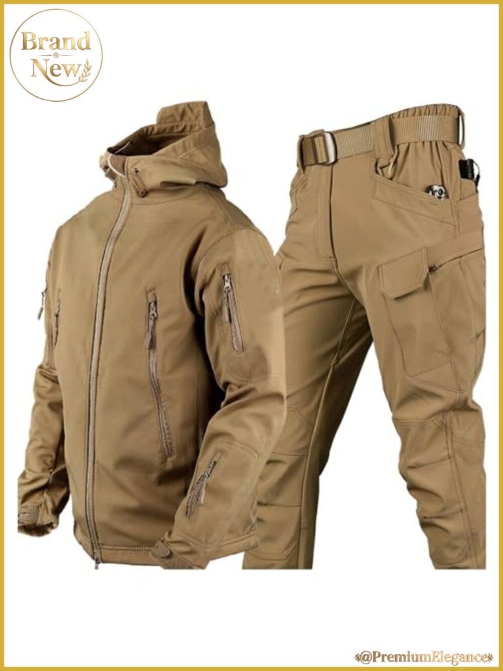 Men's Waterproof Soft Shell Hooded Tactical Jacket & Pants Set